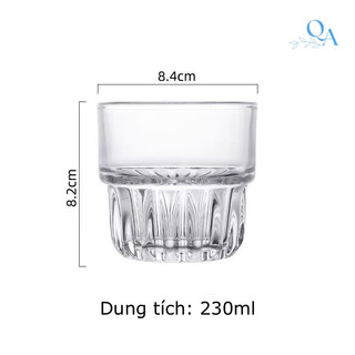 Ly Thuỷ Tinh Cao Cấp Uống Trà, Cafe Hoạ Tiết Vân Sọc 250ml