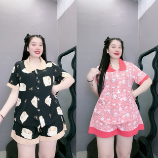Bộ Đồ Pyjama NHỎ CLOTHING Bigsize Nữ Họa Tiết,Bộ Đồ Ngủ Big Size Chất Liệu Lụa Mặc Mát Dành Cho Các Nàng Mũm Mĩm SET49