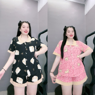 Bộ Đồ Pyjama NHỎ CLOTHING Bigsize Nữ Họa Tiết,Bộ Đồ Ngủ Big Size Chất Liệu Lụa Mặc Mát Dành Cho Các Nàng Mũm Mĩm SET49