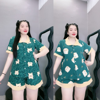 Bộ Đồ Pyjama NHỎ CLOTHING Bigsize Nữ Họa Tiết,Bộ Đồ Ngủ Big Size Chất Liệu Lụa Mặc Mát Dành Cho Các Nàng Mũm Mĩm SET49