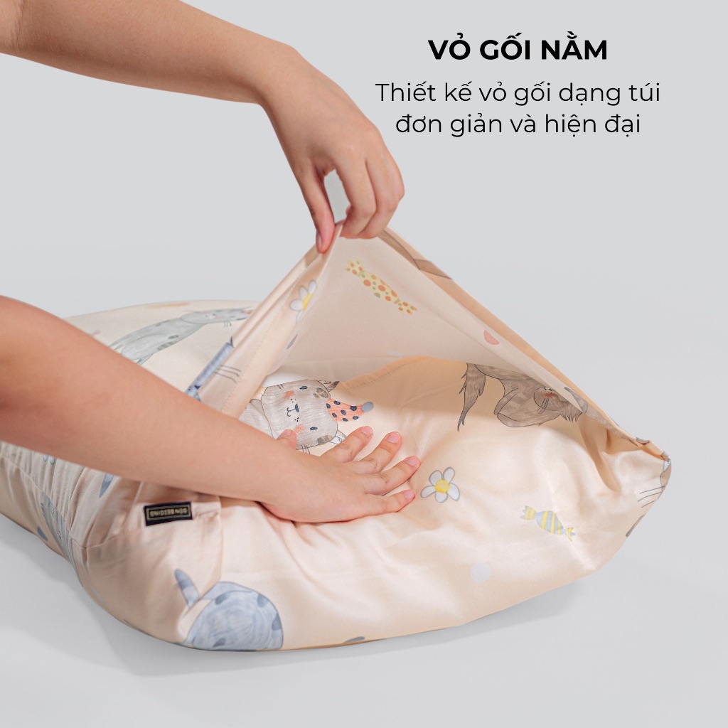 Ảnh 01 Vỏ Gối Nằm Họa Tiết Hoạt Hình Gòn Bedding Lụa Tencel 60s 50x70 cm 2