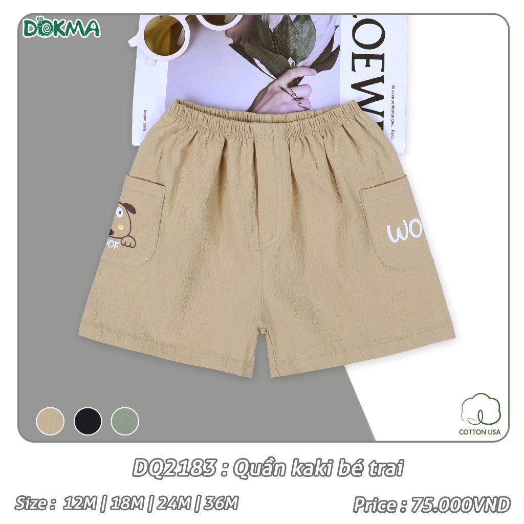 (8-13kg, 6-36M) Quần Sooc Kaki Mềm Bé Trai, Bé Gái Dokma DQ2183, DQ2182, DQ2210