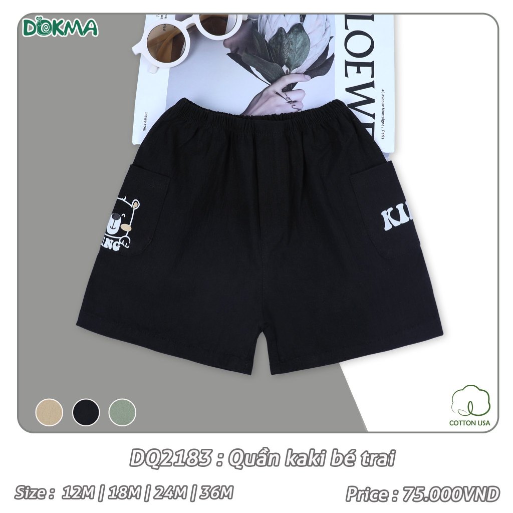 (8-13kg, 6-36M) Quần Sooc Kaki Mềm Bé Trai, Bé Gái Dokma DQ2183, DQ2182, DQ2210