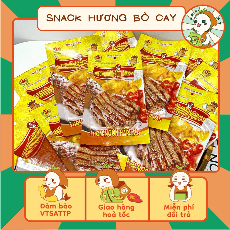 Combo 5 gói snack bò miếng thơm cay,sườn bò miếng ăn vặt cổng trường ...