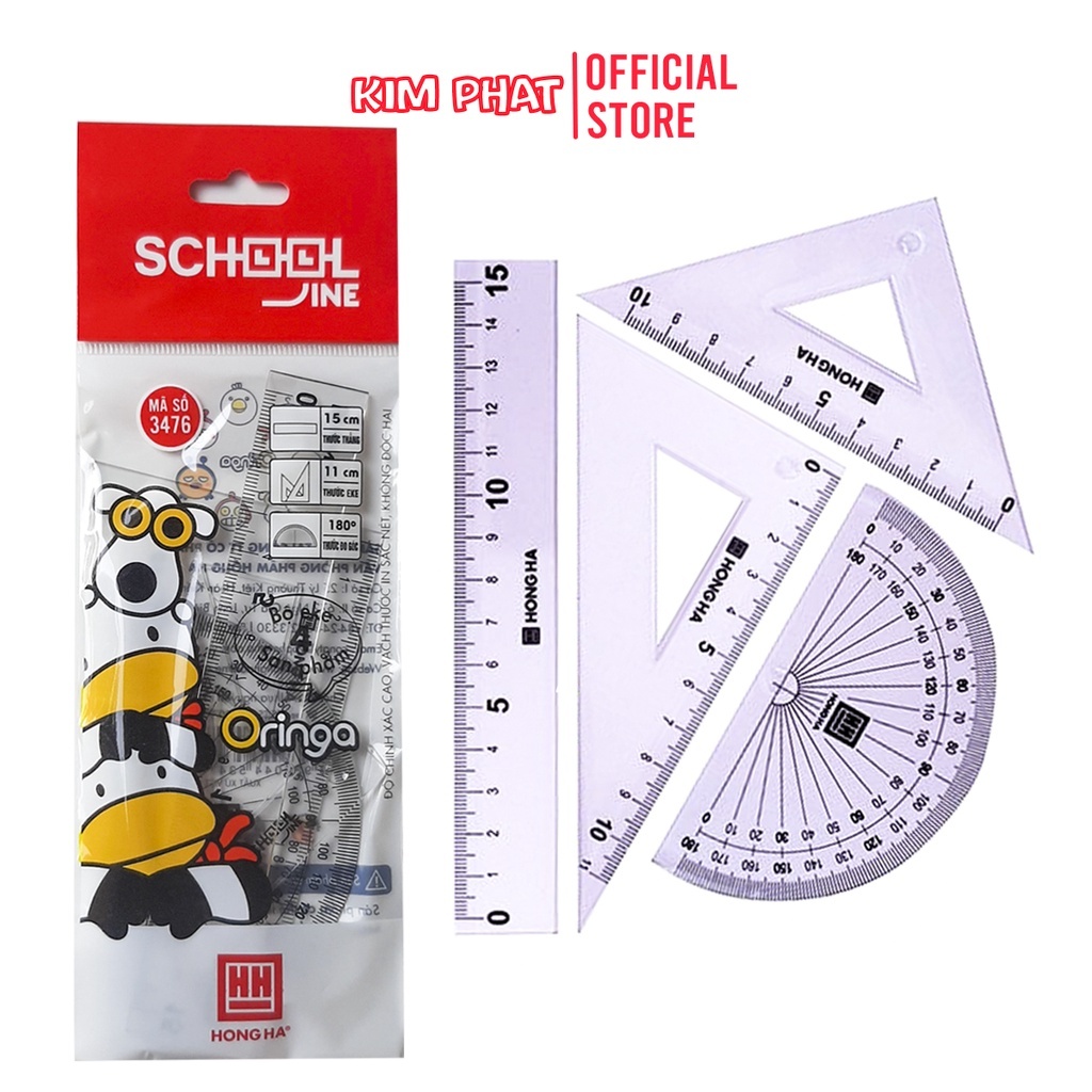 Combo 5 Bộ Eke Thước Kẻ Nhựa AiHao 4 Món
