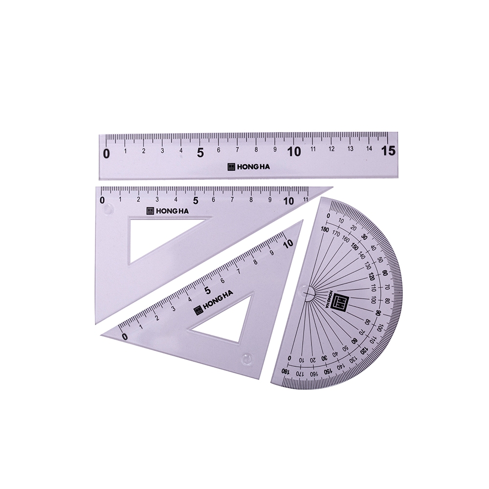 Combo 5 Bộ Eke Thước Kẻ Nhựa AiHao 4 Món