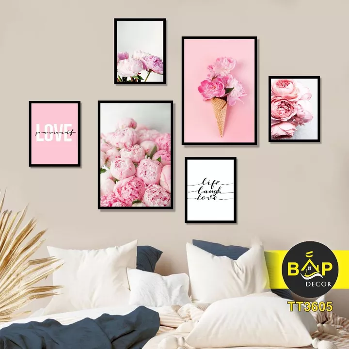 Set 6 bức tranh decor phòng, tranh treo tường tranh dán tường phòng ngủ, đồ decor bàn học, phong cách cute, đáng yêu