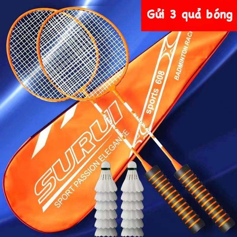 2 cây vợt cầu lông Chính Hãng Tặng kèm Bao Đựng và 3 Qủa Cầu Nhựa Hàng Đẹp