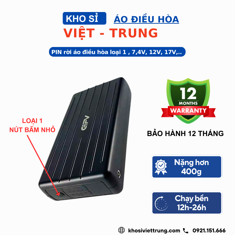 Cục Pin áo điều hòa loại cao cấp BH 1 năm , pin áo quạt rời, Pin áo ...