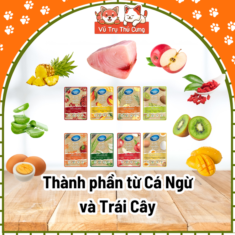 Pate Cho Mèo Snappy Tom Mix Trái Cây và Rau Củ 70g