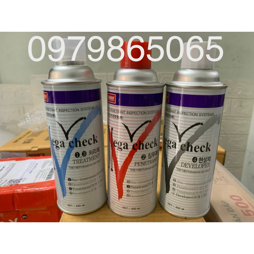 Bộ 3 chai Dung dịch kiểm tra vết nứt mối hàn Megacheck-Nabakem chính ...