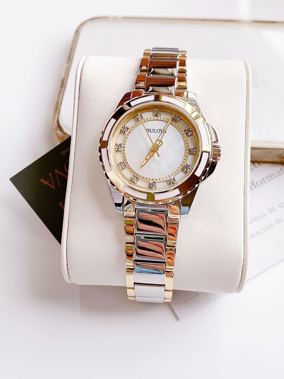 ng h n Bulova 98P140 Diamond White Mother of Pearl Authentic Luxury diamond watch Shopee Vi t Nam