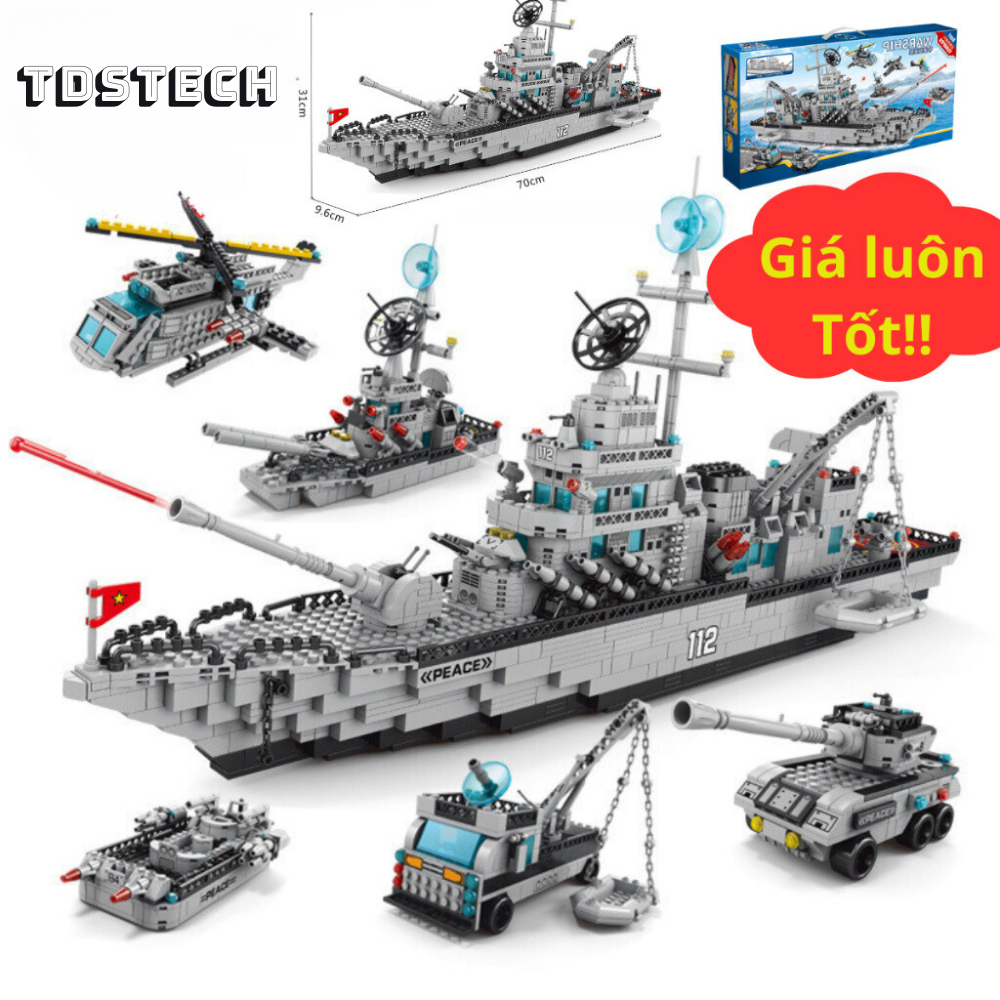 [1560 CHI TIẾT] Bộ đồ chơi mô hình lắp ráp THUYỀN CHIẾN 8IN1, CHIẾN HẠM, XE TĂNG, CẢNH SÁT ở TDSTECH