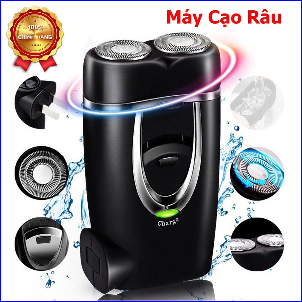 Máy cạo râu 2 lưỡi kép tự mài CHARGE-188, cạo sạch chân râu, dung lượng ...