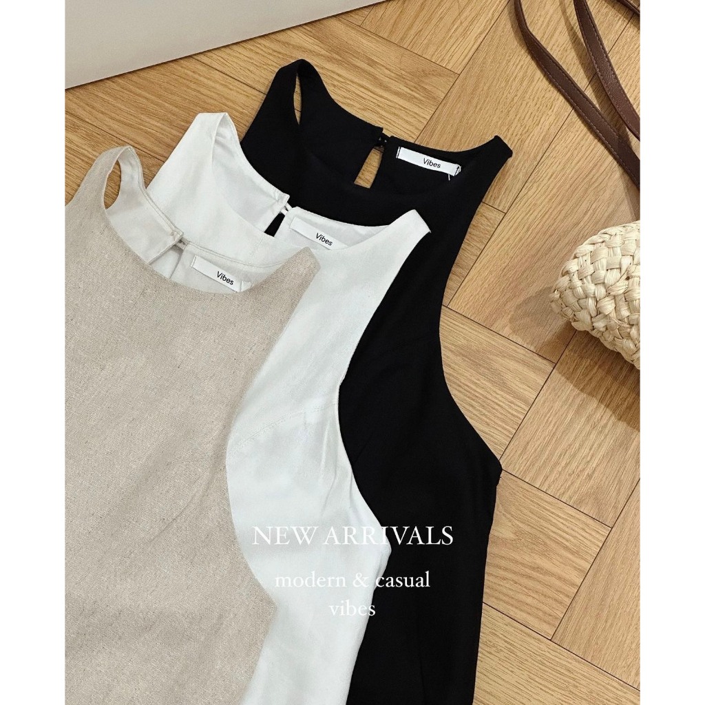 Áo linen 3 lỗ sát nách xẻ lưng siêu xinh thích hợp các nàng dịp hè - Lauratop