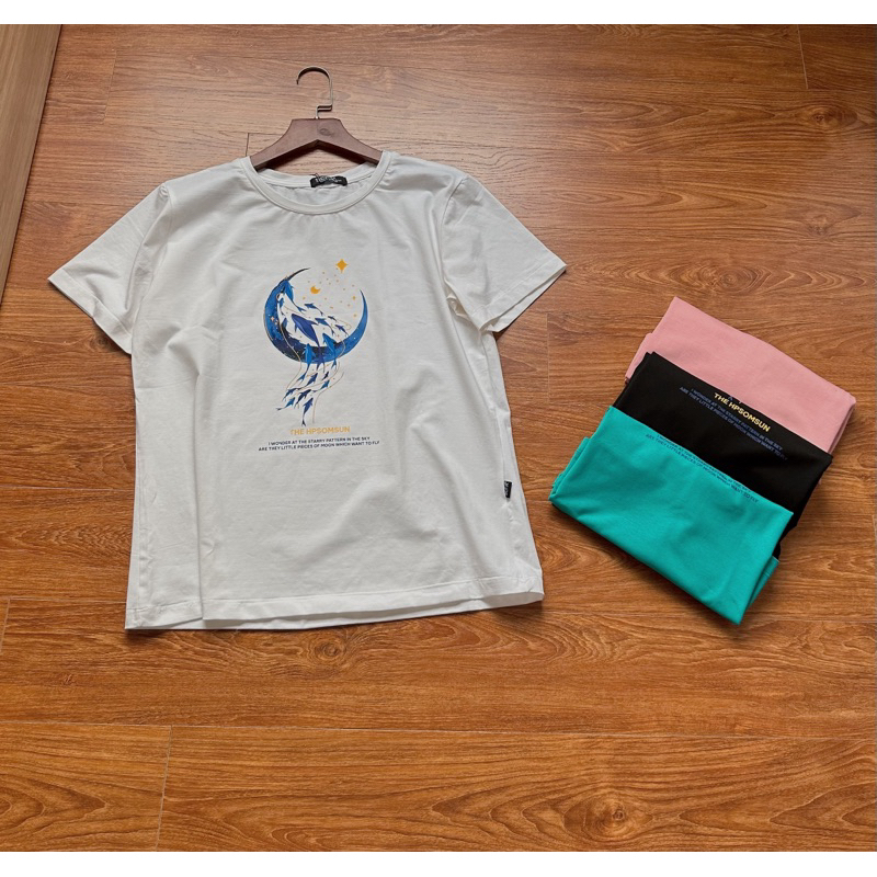 Ảnh Áo phông chất liệu 100% cotton cao cấp thấm hút mồ hồi in hình trăng sao nhiều màufreesize đến 70kg 3