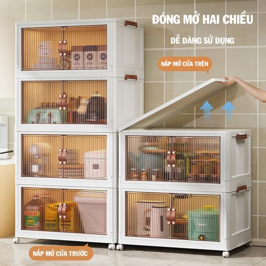 tủ nhựa đựng đồ có bánh xe kikoshi, tủ để đồ nhà bếp, phòng tắm có nắp chống nước 6400