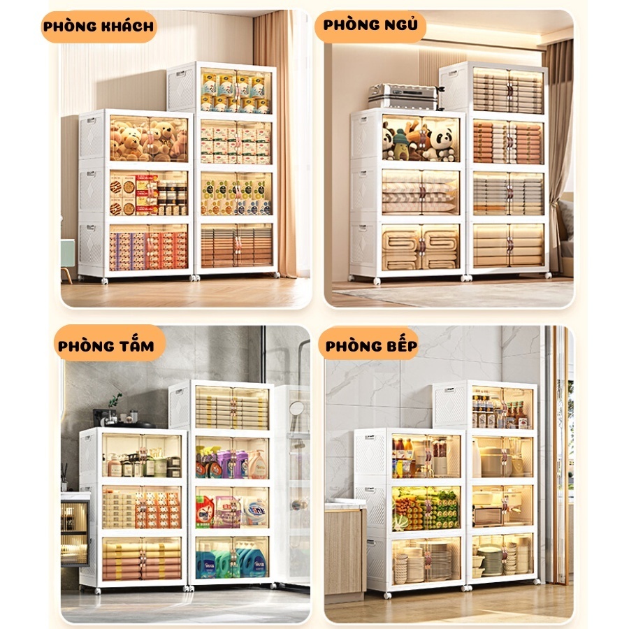 tủ nhựa đựng đồ có bánh xe kikoshi, tủ để đồ nhà bếp, phòng tắm có nắp chống nước 6400