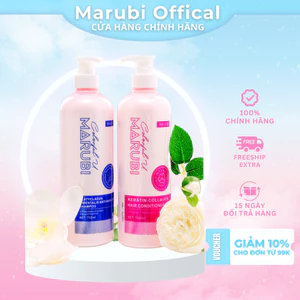 Cặp Dầu Gội Xả Trắc Bách Diệp Hà Thủ Ô Marubi 750ml giảm rụng tóc