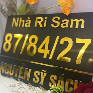 BẢNG, BIỂN SỐ NHÀ. Alu xước bạc + Mica, số nổi đế mica trong, ngoài trời