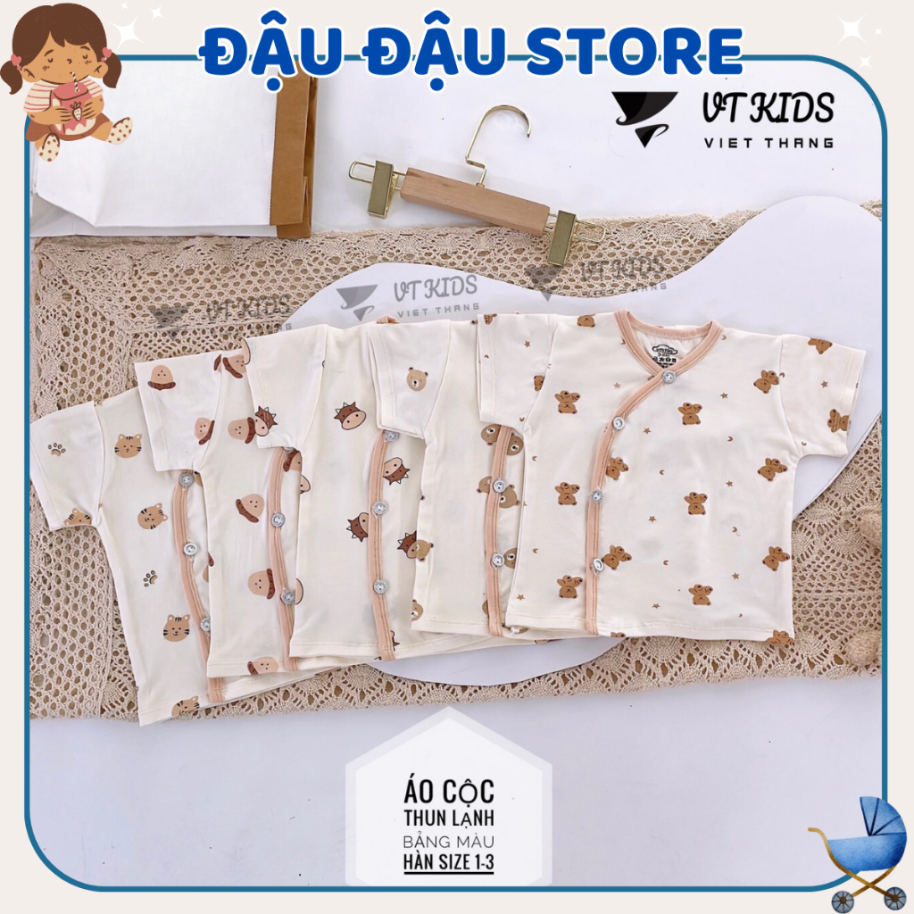 Set 5 Áo cộc tay sơ sinh chất thun lạnh phối màu mềm mịn mát in hoạ tiết cho bé 0 - 9 tháng [AL03] Đậu Đậu Store