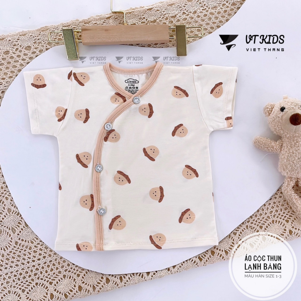 Set 5 Áo cộc tay sơ sinh chất thun lạnh phối màu mềm mịn mát in hoạ tiết cho bé 0 - 9 tháng [AL03] Đậu Đậu Store