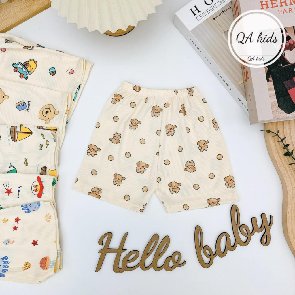 (Quần Đùi Tăm Lạnh) Set 5/10 Quần Đùi Quần Chục Sơ Sinh Tăm Lạnh Cho Bé Trai Bé Gái Vải Mềm Mịn [QT01] Đậu Đậu Store