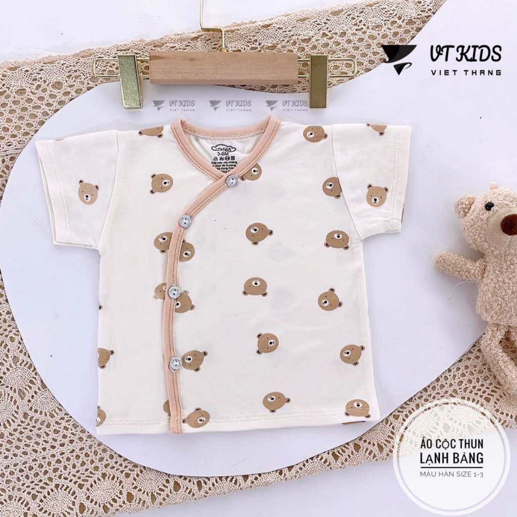 Set 5 Áo cộc tay sơ sinh chất thun lạnh phối màu mềm mịn mát in hoạ tiết cho bé 0 - 9 tháng [AL03] Đậu Đậu Store