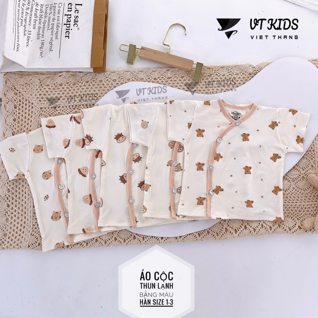 Set 5 Áo cộc tay sơ sinh chất thun lạnh phối màu mềm mịn mát in hoạ tiết cho bé 0 - 9 tháng [AL03] Đậu Đậu Store