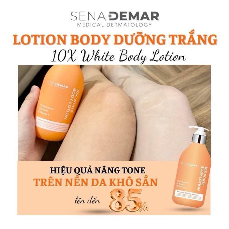 Kem body sena demar 10x white body lotion giúp dưỡng trắng da 300ml - hạn 2028 kem body senademar Hàn Quốc  IS154