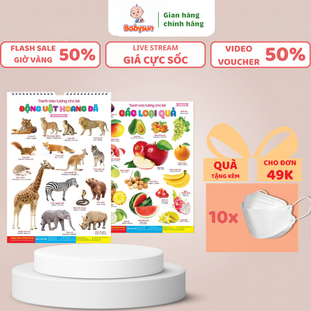 Tranh treo tường cho bé học về thế giới xung quanh bộ 14 chủ đề đa dạng song ngữ-Đồ chơi cho bé giúp phát triển trí tuệ