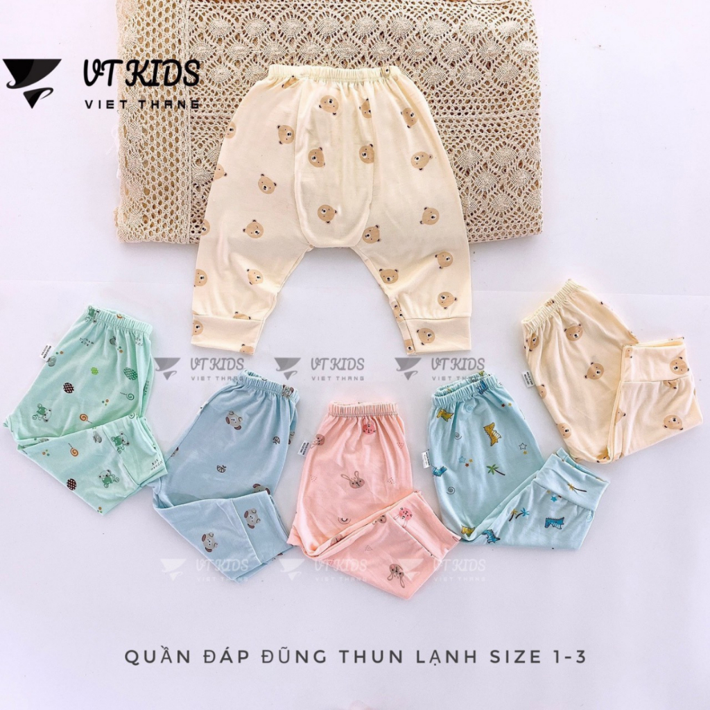 Set 10 Quần Dài Quần Chục Sơ Sinh Thun Lạnh Đáp Đũng Bỏ Bỉm Cho Bé Gái Bé Trai 3-9kg Vải Mềm Mịn [QL02] Đậu Đậu Store