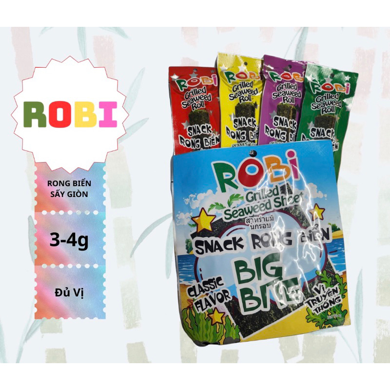 [ TÚI 5 GÓI ] RONG BIỂN GIÒN CUỘN TRÒN TẨM VỊ ĂN LIỀN ROBI SIÊU NGON ...