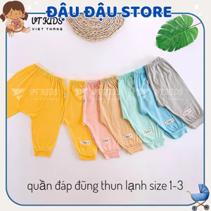 Combo 10 Quần Dài Chục Sơ Sinh Thun Lạnh Mác Bỏ Bỉm Nhiều Màu Mềm Mịn Cho Bé Gái Bé Trai 4-15kg [QL01] Đậu Đậu Store