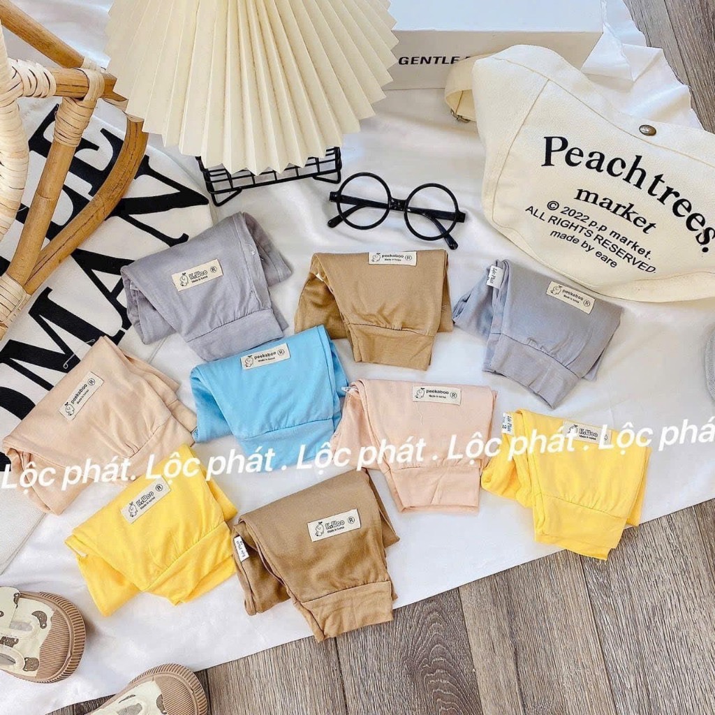 Combo 10 Quần Dài Chục Sơ Sinh Thun Lạnh Mác Bỏ Bỉm Nhiều Màu Mềm Mịn Cho Bé Gái Bé Trai 4-15kg [QL01] Đậu Đậu Store