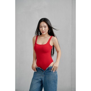 THEKIM Áo bodysuit 2 dây ( mút ngực tháo rời ) bản to cổ U , đáy áo có cúc bấm , chất liệu 100% cotton mềm mại T237