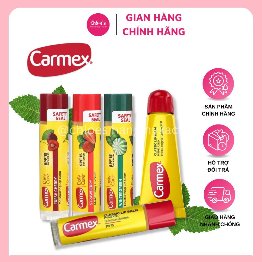 Son Dưỡng Môi Carmex Classic Lip Balm Thỏi Tuýp Không Mùi Có Mùi Hương ...