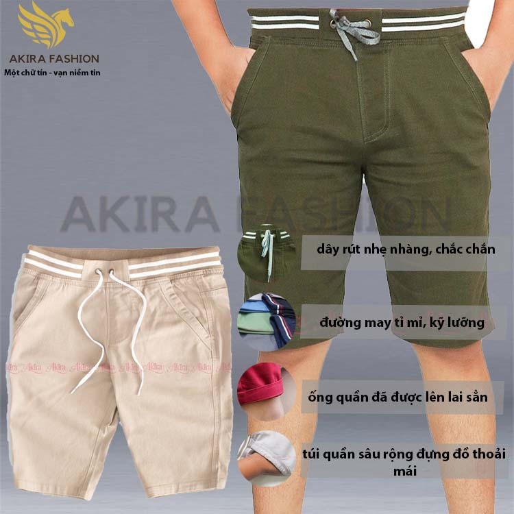 Quần short kaki nam lưng thun Thái chất co giãn vải đẹp, đường may tỉ mỉ bền màu form chuẩn Akira