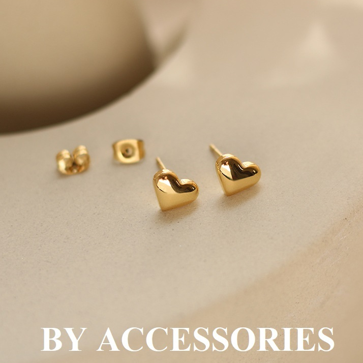 Bông tai nữ titan hình trái tim nhỏ xinh mạ vàng không gỉ WE2312 BY ACCESSORIES