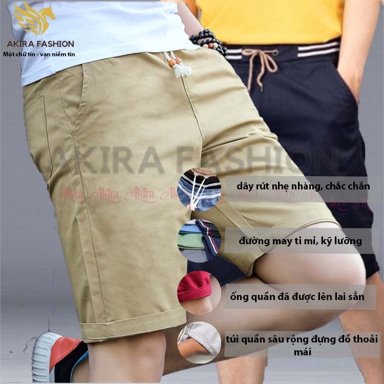 Quần short nam kaki lưng thun thời trang, mặc đi chơi đi học