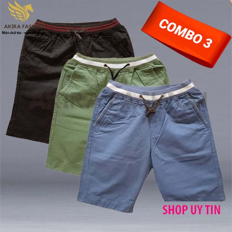 Combo 3 Quần short nam kaki lưng thun co giãn, thoáng mát, basic dễ phối đồ