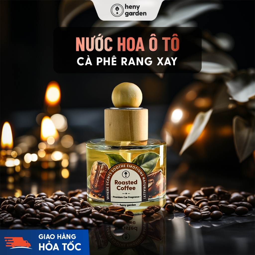 Nước Hoa Ô Tô Mùi Cafe Roasted Coffee Cao Cấp HENY GARDEN - Nước Hoa Xe Hơi, Tinh Dầu Thơm Xe Ô Tô Khử Mùi, Chống Say Xe