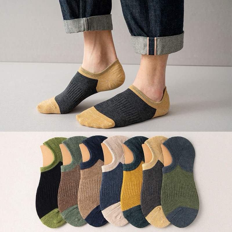 Vớ Lười Dệt Kim Chất Cotton Haste Màu Trơn Nhiều Màu Xinh Xắn Unisex Có Miếng Chống Tụt Gót