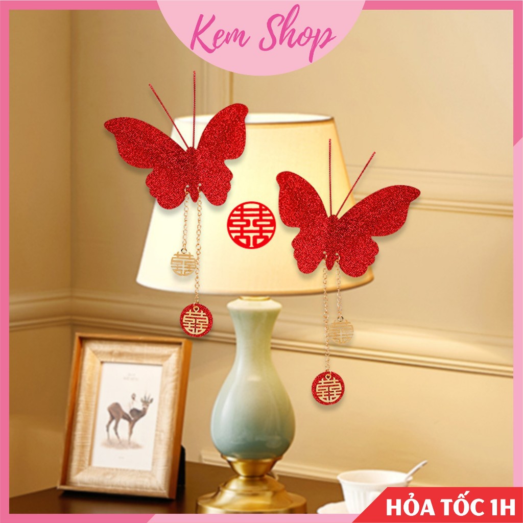 Set bướm trang trí kim tuyến dùng trang trí lễ tết, đám cưới, giỏ quà - KEMSHOP K350