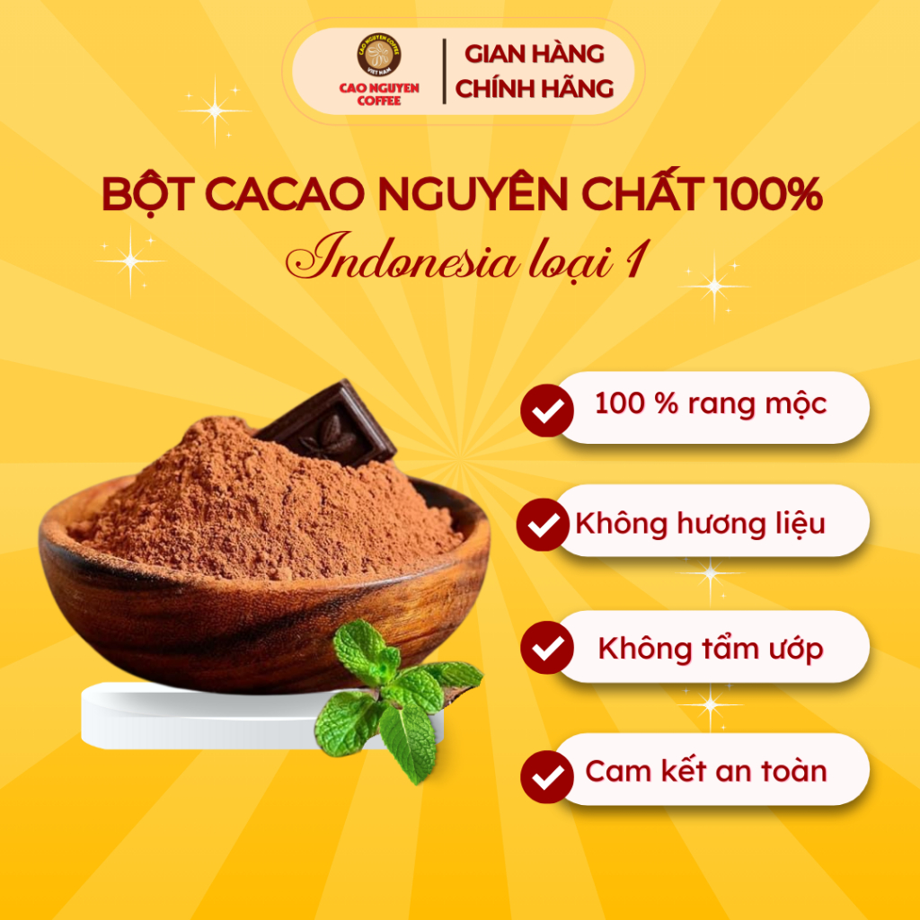 Bột cacao nguyên chất 100% Indonesia loại 1 - Cao Nguyên Kon Tum - Túi ...