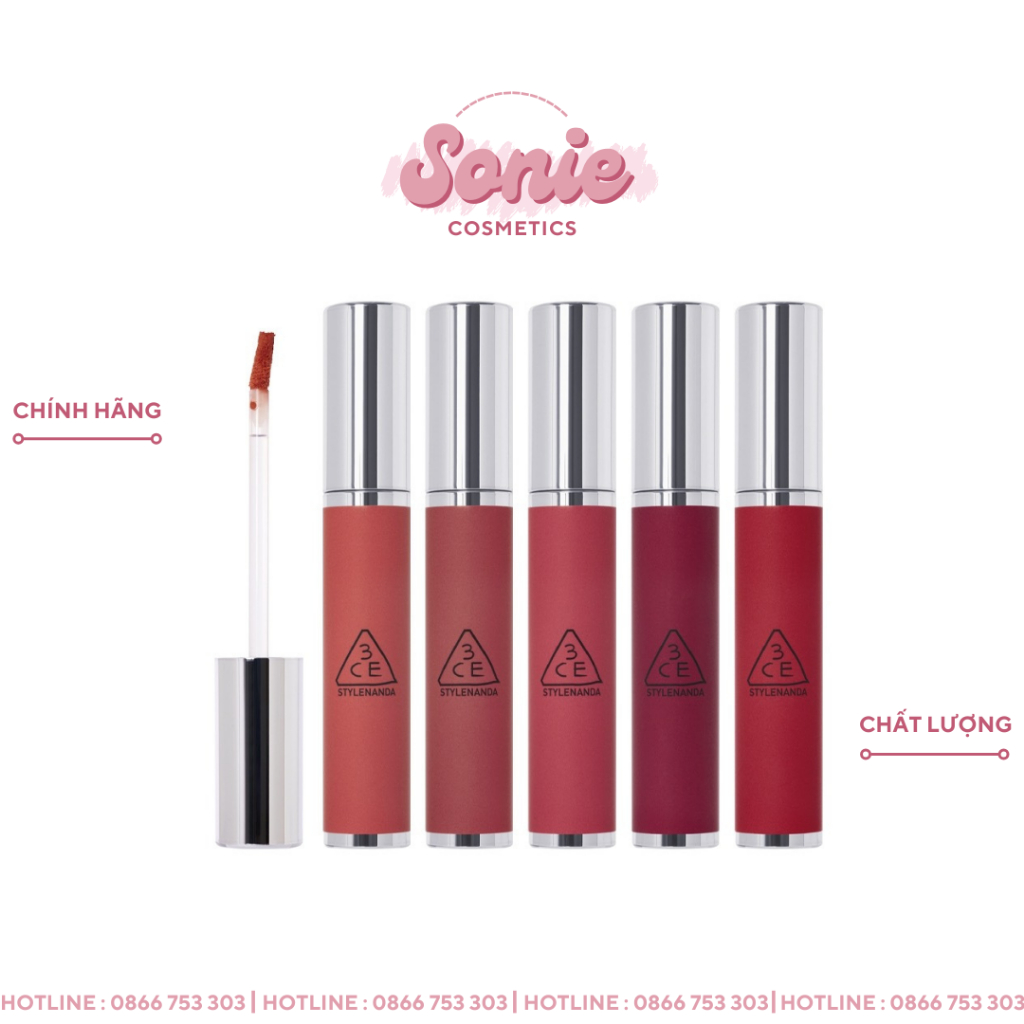 Son Môi 3ce Hazy Lip Clay 4g Trang điểm Siêu Lì Mịn - Sonie Cosmetics 