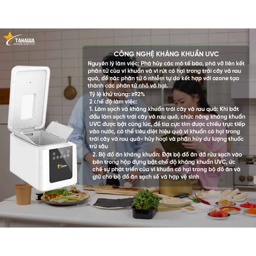 Máy rửa thực phẩm cao cấp Tahawa Nhật Bản COH15-C6B - Bảo Hành Chính Hãng 2 Năm