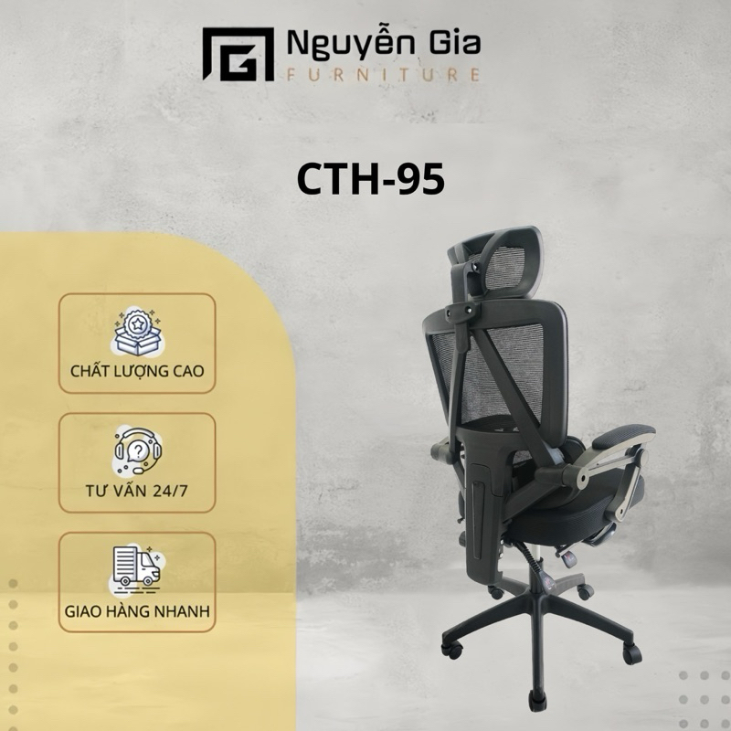 ghế xoay văn phòng công thái học mã CTH95 kết hợp ngã lưng và có gác ...