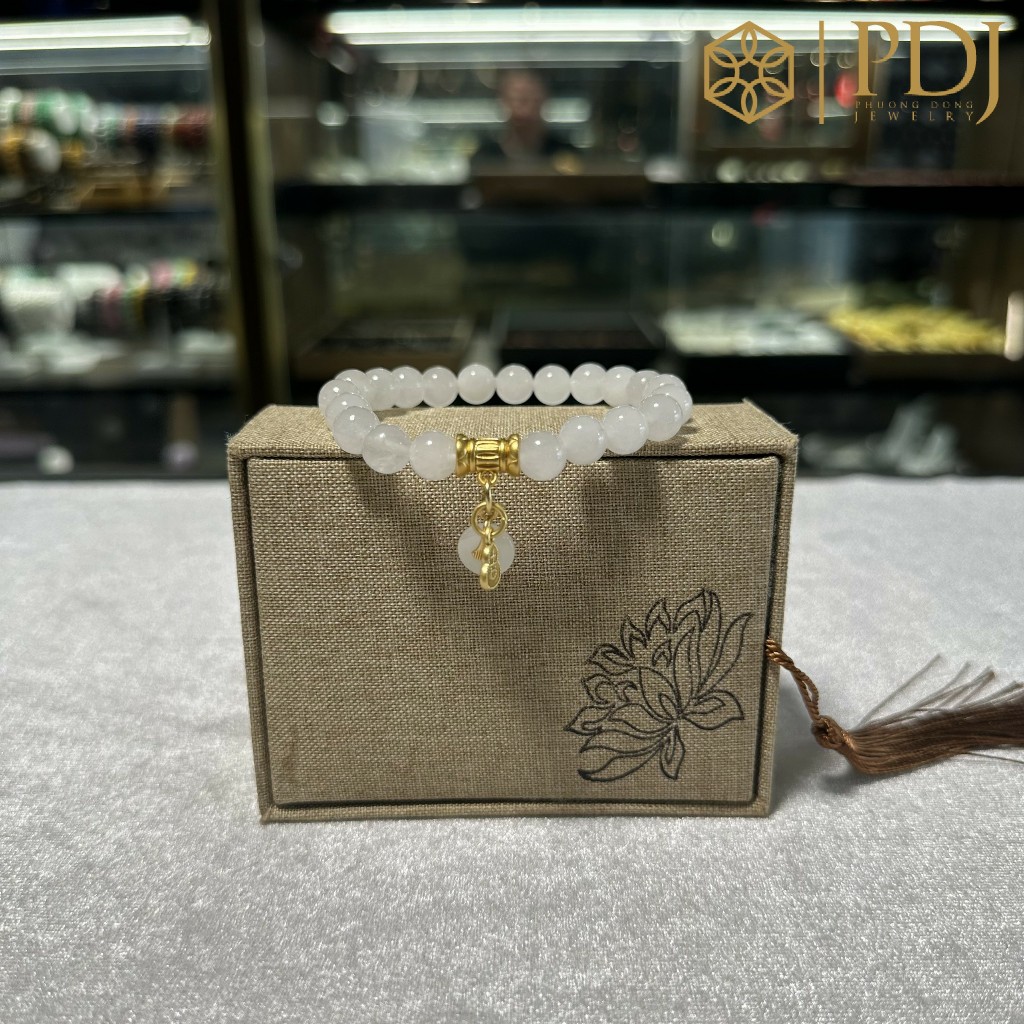 Vòng tay đá mã não 8 ly charm đồng điếu PDJ - Tặng kèm hộp đựng trang sức - Trang sức PDJ