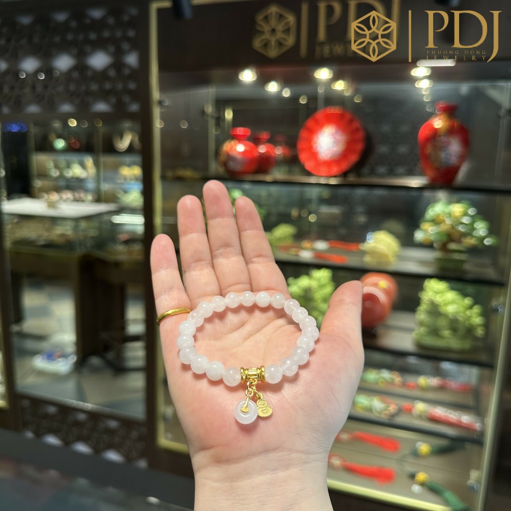 Vòng tay đá mã não 8 ly charm đồng điếu PDJ - Tặng kèm hộp đựng trang sức - Trang sức PDJ